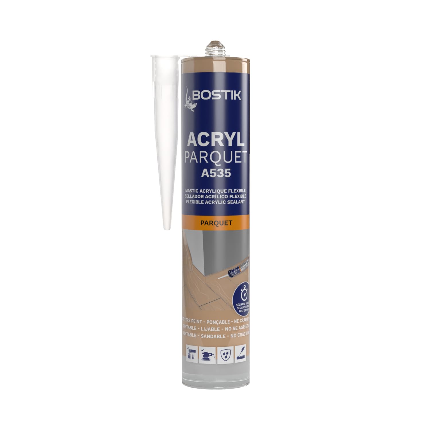 Bostik Dichtstoff für Parkett, Acryl, Farbe Ahorn, Kiefer gebleicht – Kartusche 300 ml