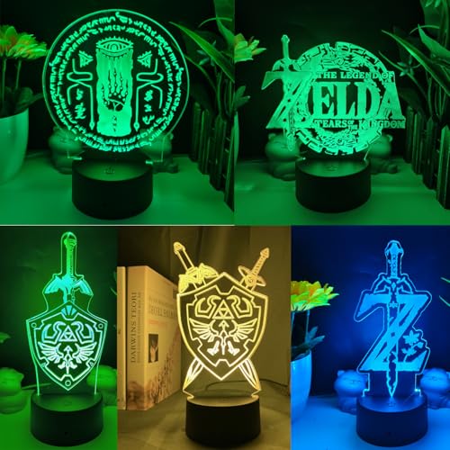 リンク ナイトライト デスクランプ 常夜灯 アクリルスタンド 置物 台座あり 7色変換 LED 立体 3D イリュージョライト装飾 コスプレ 部屋 飾り 誕生日プレゼント (D)