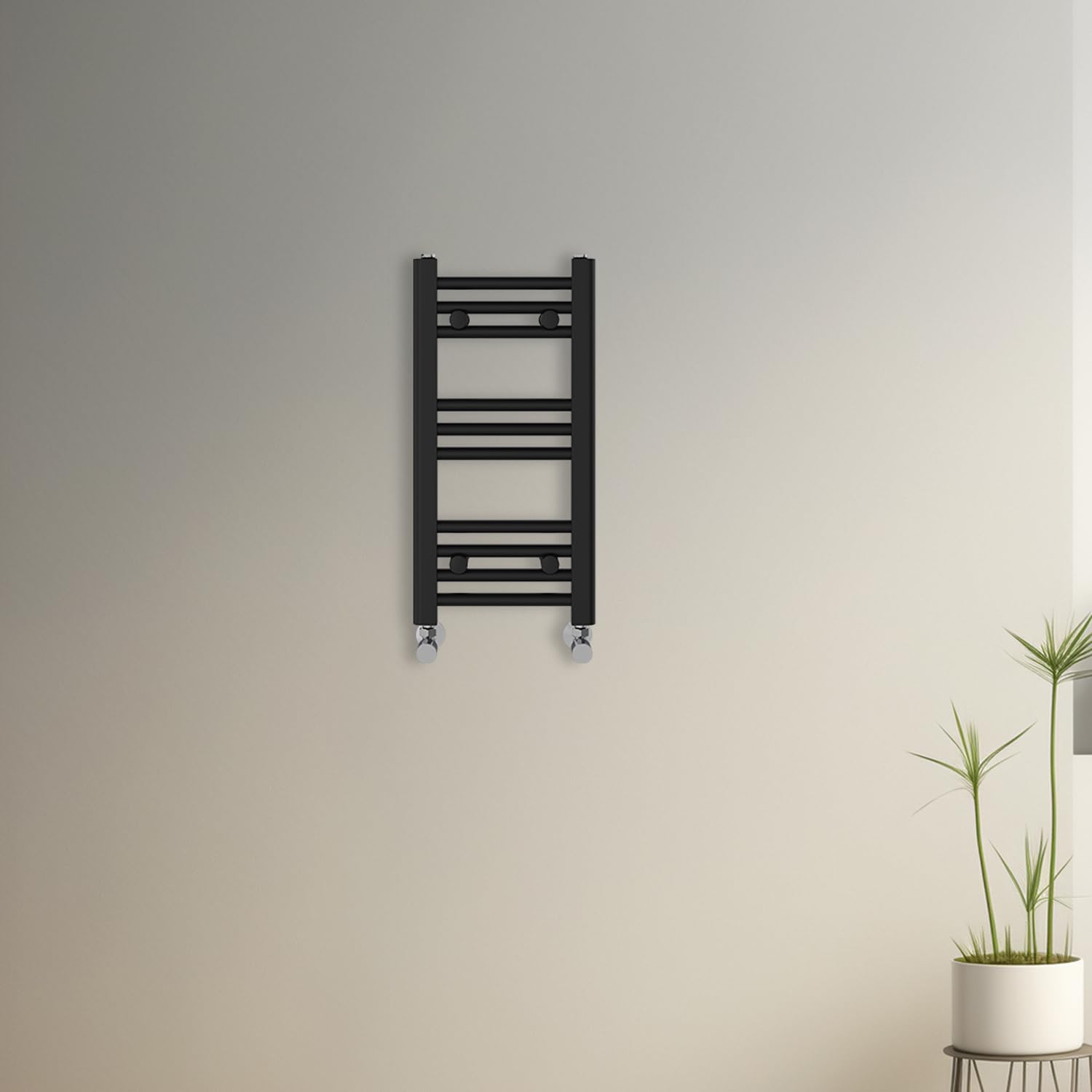Blümme Black Heated Towel Rail Bathroom Ladder Radiator Straight 600 X 300Mm Central Heating Towel Radiator Warmer