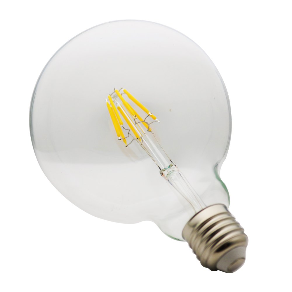 G125 E27, nouvelle LED Edison Ampoules, ampoules à économie d'énergie, écologique 8 W AC 220V 2200K,Non dimmable，verre transparent,Lot de 6 pièce