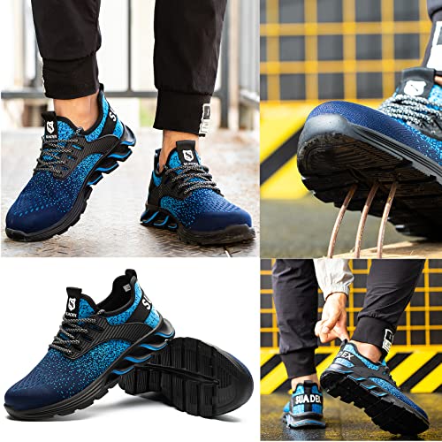 Foto von SUADEX Sicherheitsschuhe Arbeitsschuhe Herren Damen Stahlkappenschuhe Leicht Atmungsaktiv Sneaker mit Stahlkappe Blau 45EU