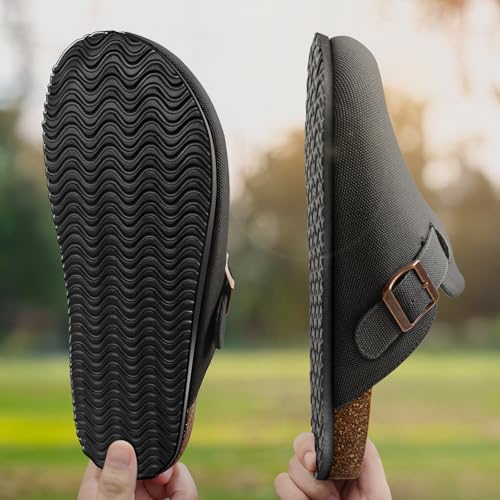 Image of BULLIANT Women Clogs-Fleece-Lined Suede Mules Slippers Nurse Shoes Unisex-Memory Foam Arch Support Cork-Footbed