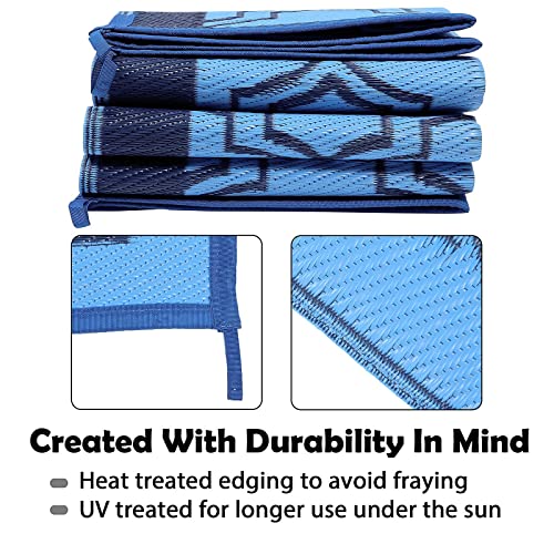 Maghosu Outdoor Rugs 5x8Ft, RV Rug Camping Rug,Outdoor Plastic Straw Rug Patio Rugs for Outdoors,Backyard, Deck, Picnic, Beach, Trailer(Navy Blue) - Image 6