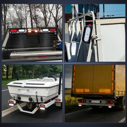 Image of Nilight 6 Inch Oval Trailer Tail Light with Flush Mount Grommets Plugs w /Mounting Brackets 2PCS White Waterproof Reverse Back Up Lights for RV Truck