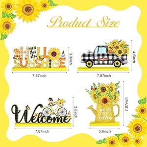   Blulu-4-Pcs-Hello-Spring-Table-Decorations-Spring-Easter-Table-Centerpieces-Hello-Sunshine-Wooden-Signs-Decorations-for-Home-Wooden-Party-Ornament-Farmhouse-Easter-RusticVibrant-Style