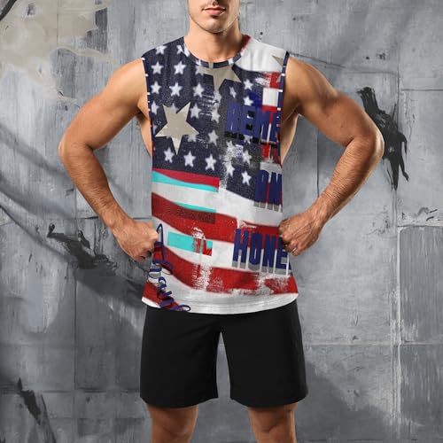 Image of Zhyaj Summer Tanks Top for Men Flag Graphic Print Sleeveless Shirts Casual Working Out Vest T-Shirts Loose-Fit Men's Tank