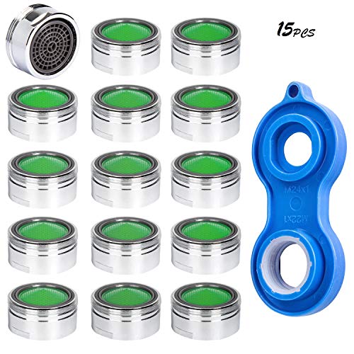 EFANTUR Filtro de Grifo Aireador Atomizador Pulverizador Economizador de boquillas 24 mm (M24) para cocina (ahorro de agua) (Aireador Atomizador x 15 con la llave ingresa)