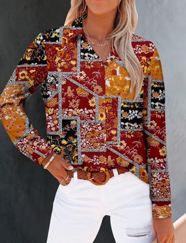 Image of Magritta Long Sleeve Shirts for Women Fashion Button Down Blouse Tops