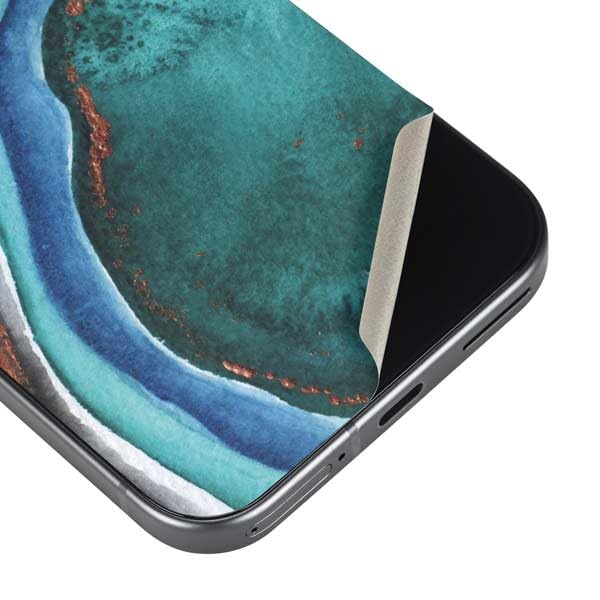 Skinit Decal Phone Skin Compatible with Google Pixel 9a - Turquoise Watercolor Geode Design