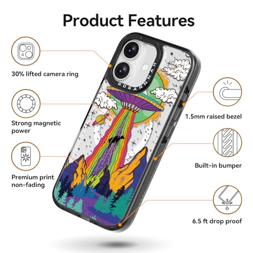 Coque iPhone 16 MagSafe évitez les rayures avec style UFO noir - 5
