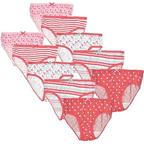 Fashion by Purdashian New Girls Underwear Girls Briefs 100% Cotton Girls Multipack Knicker (Age 2-3 Years - Pack Of 10 Strawberries) Cover