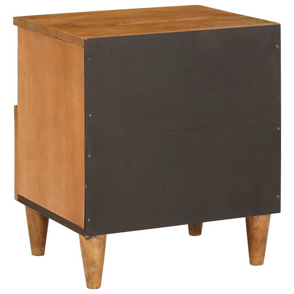 Comodino in Legno Massello Marrone Chiaro 40x33x46 cm con Cassetto e Ripiano per Camera da Letto, Mobiletto da Notte Rustico Naturale in Acacia per Soggiorno e Studio