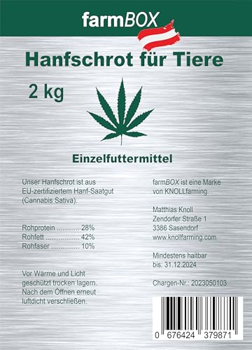farmBOX Pferdehanf Hanfsamen geschrotet Hanfschrot für Tiere (2kg)