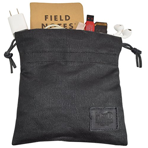 Hide & Drink, Golf Valuables Field Pouch Handmade from Waxed Canvas (Charcoal Black) by Hide & Drink - Used condition - Image 5