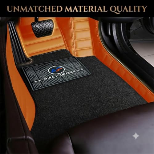 Image of Autofurnish Premium 9D Car Mat Full Set for KIA Carens Clavis (7 Seater) 2025 || Luxury Leather Dual-Stitch Full Set 9D Car Floor Mat || 100% Waterproof || Color : Tan Tan