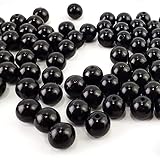 Halloween Decoration 400 Pcs Black Faux Pearl Beads 8mm Loose Imitated Round Beads with Holes for Crafting,Makeup Brush Holder,Jewel Making,Vase Fillers,Wedding Candle Dispaly Table Scatter,100g