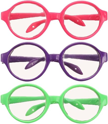Juguetes para niñas, 3 pares de gafas de muñeca, gafas de plástico en miniatura, gafas redondas, marco de mini gafas para muñecas de 18 pulgadas,