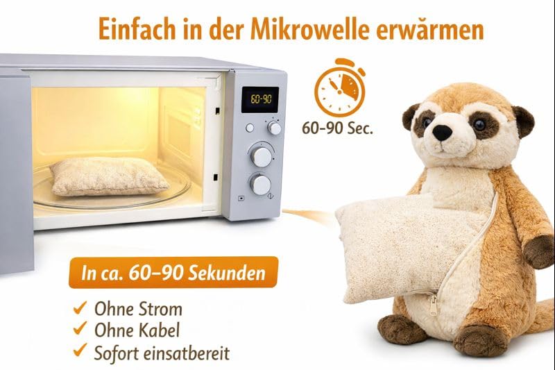 Habibi Premium MIDI – Wärmestofftier Erdmännchen • Wärmekissen mit herausnehmbarem Körnerkissen • Für Mikrowelle • Kuscheltier für Baby & Kind