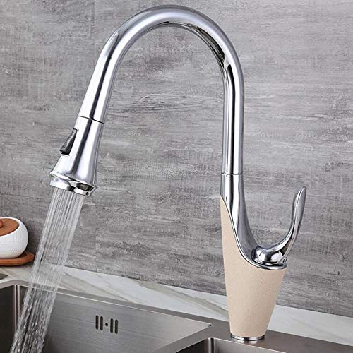 Robinet de cuisine extractible noir mat avec douchette spray rotative