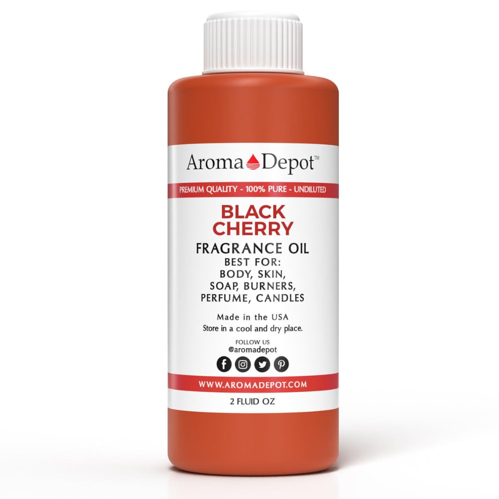 Aroma Depot 2 fl oz Black Cherry Fragrance Oil – Scent for Candle Making, Soap Making, Wax Melts, Diffusers, Body Oil Blends &amp; Incense (60ml)