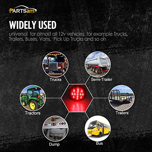 Partsam 10X 2.5" Round Side Marker Light Clearance 13 Diodes Universal Use Sealed Red, 2.5 Round Led Marker Lights, 2.5 Round Led Clearance Lights, 2.5 Round Led Trailer Lights #TOP6