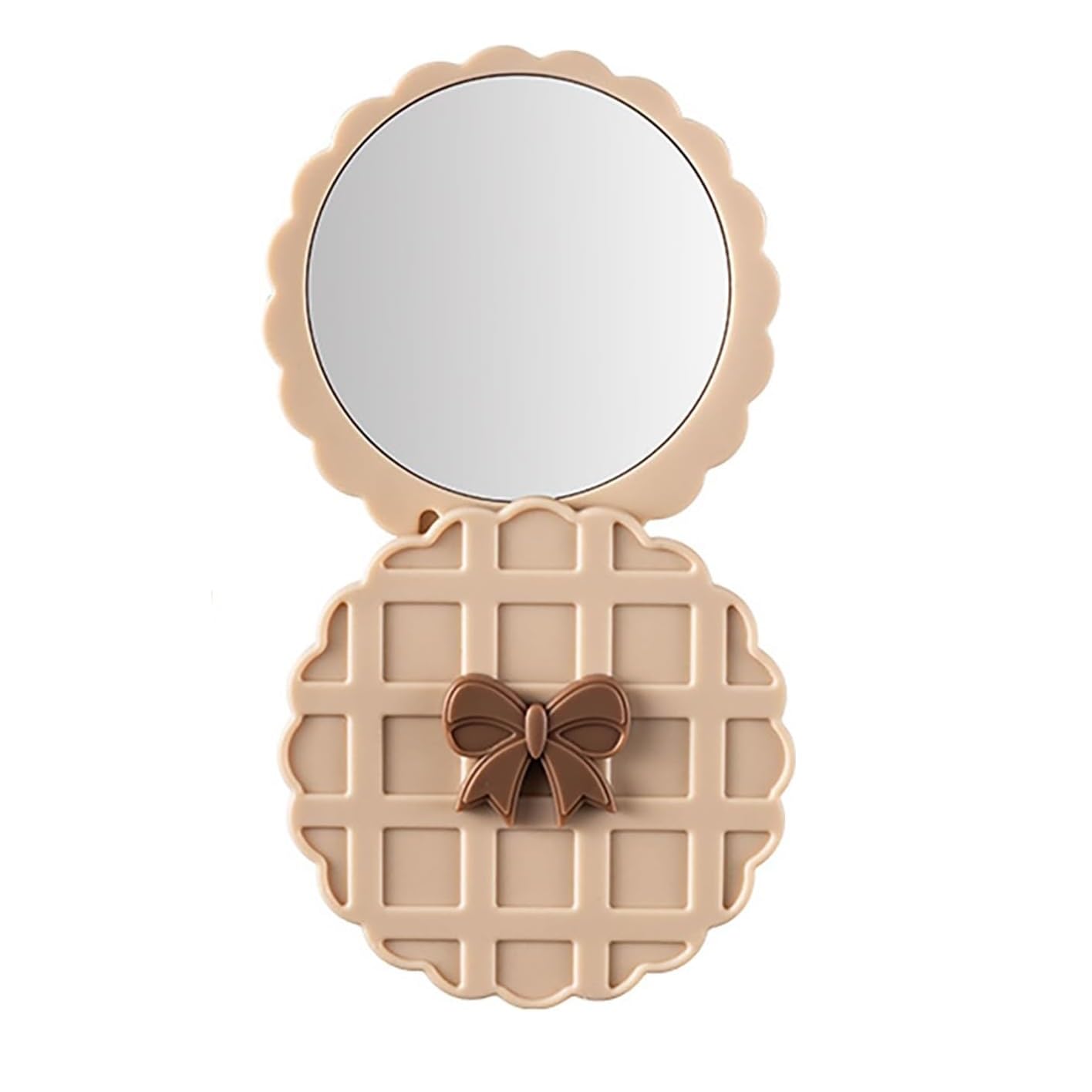 Small Makeup Mirror, Round Mirrors for Women Girls, Perfect for Purse, Handbag, Touch-Ups, Everyday Use & Travel Essentials (Beige, Pack of 1)-picture-24