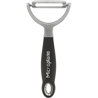 Microplane Profi Y Peeler - Straight Blade Easy & Even Peeling of Fruit & Vegetables Razor Sharp Stainless Steel Double Blade Peeler