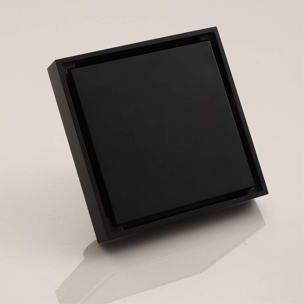 Desagüe Ducha,Sumidero Ducha,Drenaje de Piso Brass Black 10 x 10 cm Ducha Suelo Drenaje Baño Cuarto de desagüe Cubierta de desagüe Drenaje de Piso de residuos Cuadrados(Black 140)