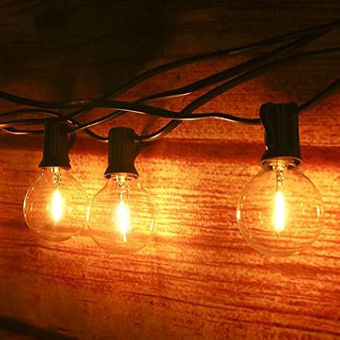 Outdoor String Lights Mains Powered 39FT G40 Bulbs Garden Hanging Festoon Lights,Tomshin-e IP45 Waterproof Indoor Outdoor Terrace Patio Outside Decoration Lights (25 Bulbs+ 3 Spare Bulbs) Cover