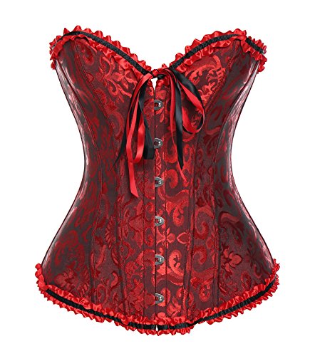 Corsetto Top Donna Steampunk In Pelle Barocca - Bustino Pirata Con Allacciatura, Taglie Forti (S-6XL) Per Halloween E Cosplay