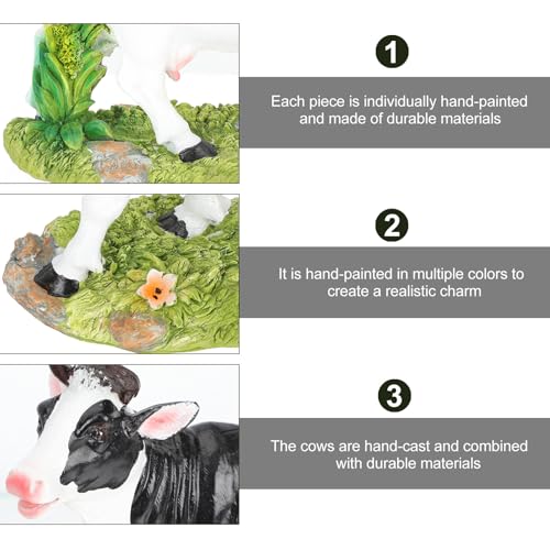 Statue de vache en résine de qualité supérieure ifundom, modèle compact d'ornement - 5