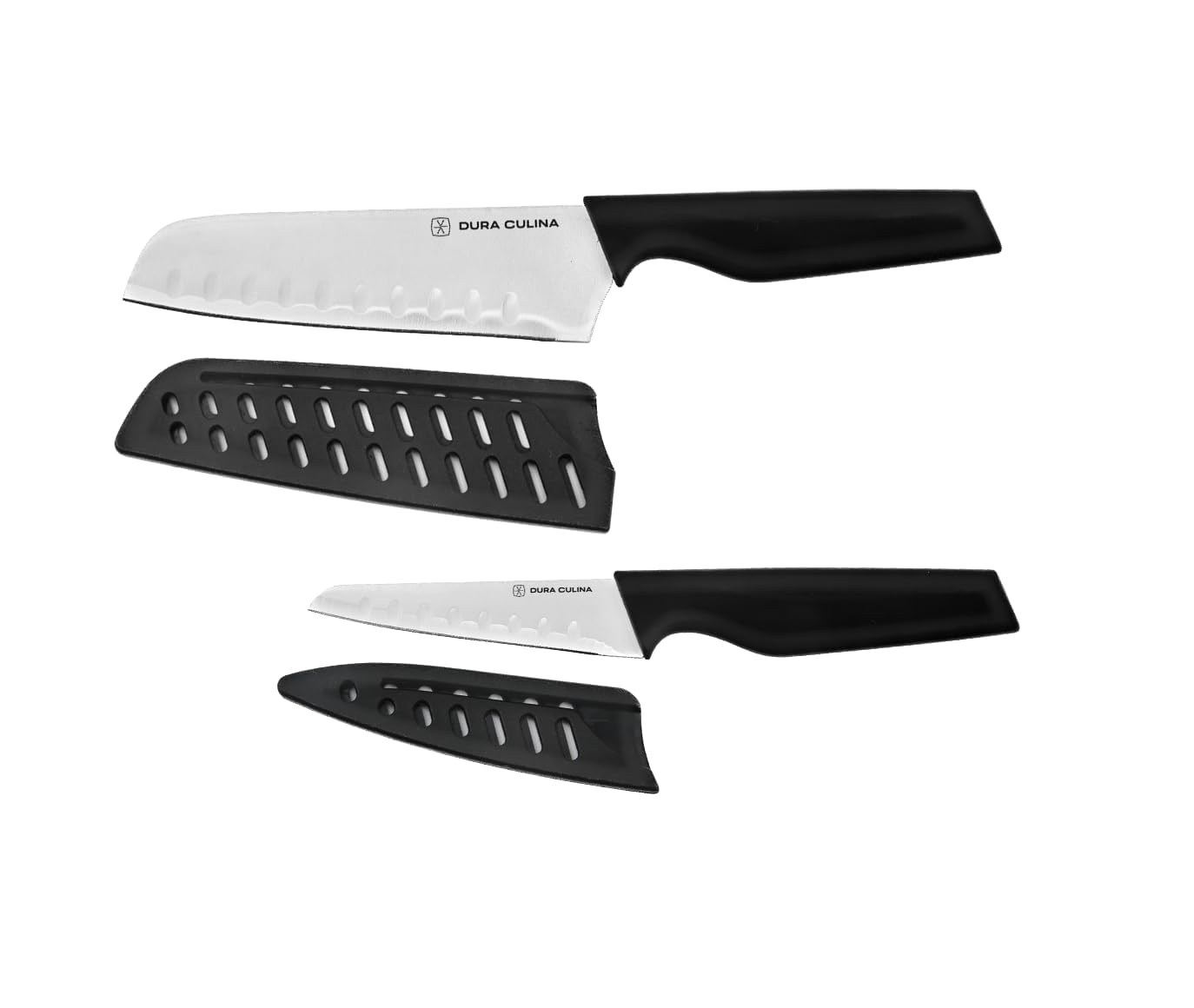 2-Piece Santoku Knife Set - High Carbon Stainless Steel 5” & 3” Santoku Knives with Ergonomic Handles, Matching Blade Guards, Japanese Style Kitchen Knives