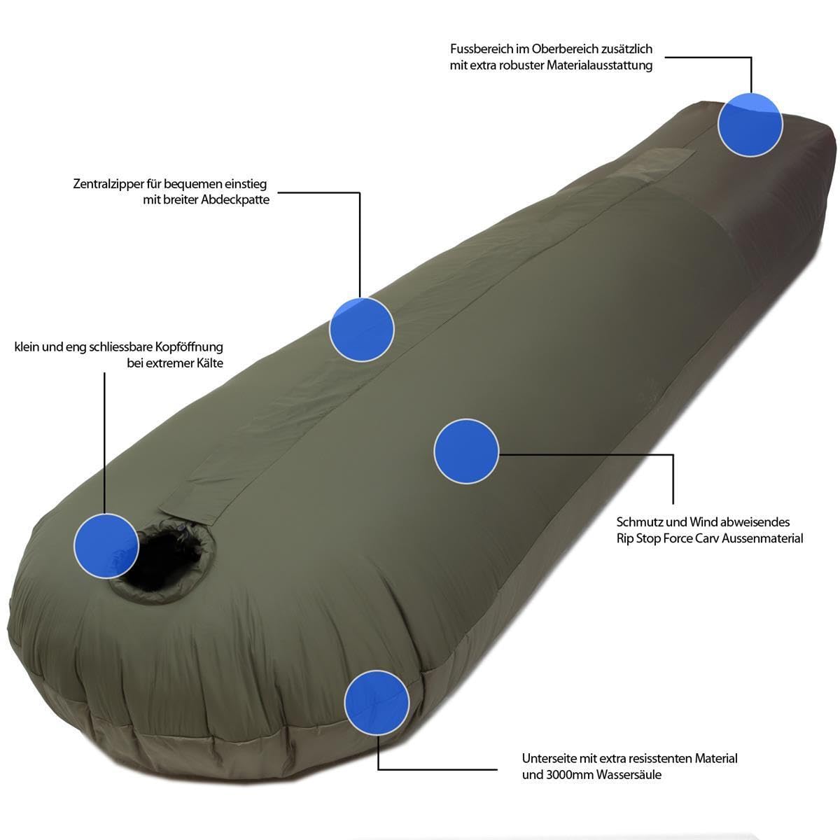 Mivall Habitat Premium Schlafsack Mumienschlafsack Militärschlafsack Winterschlafsack (XL)