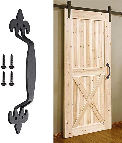Yescom 11" Sliding Barn Door Handle Vintage Heavy Duty Cast Iron Pull Gate Shed Garage Cabinet Closet Matte Black