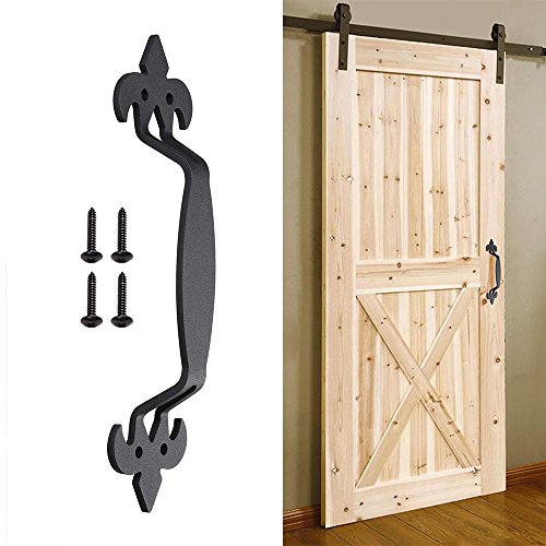 Yescom 11" Sliding Barn Door Handle Vintage Heavy Duty Cast Iron Pull Gate Shed Garage Cabinet Closet Matte Black #TOP22