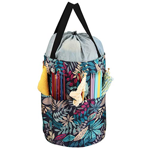 KOKNIT Yarn Storage Bag, Knitting & Crochet Organizer for Protect Yarn and Prevent Tangling, Large Craft Supplies Bag with Drawstring Closure