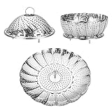 Vegetable Steamer Basket, 100% Stainless Steel Steamer Insert for Instant Pots, Foldable Food Steamer Basket for Veggie, Fish, Boiled Egg, Seafood, Expandable to Fit Various Size Pot (5.5” to 9.5”)