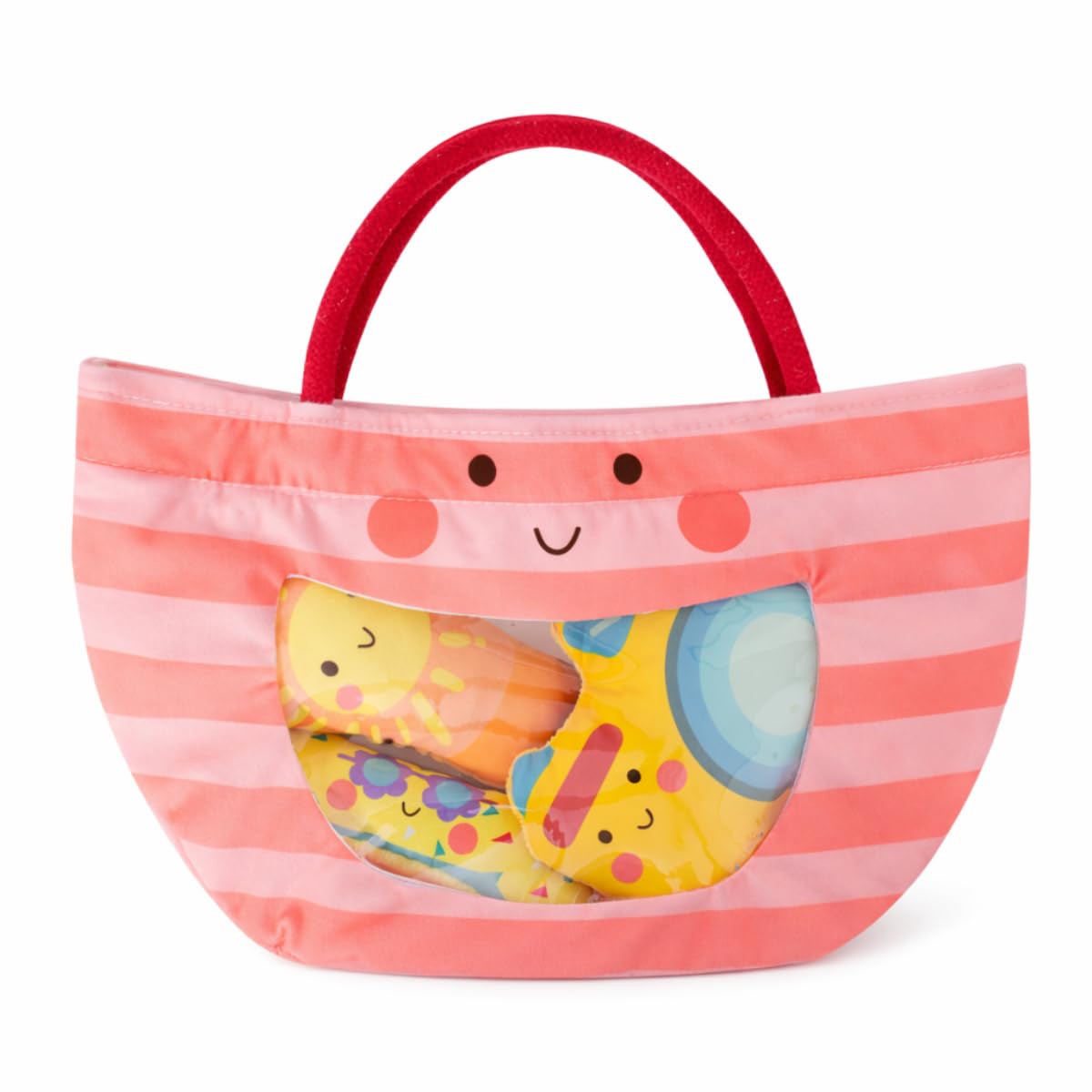 YΓΆL Summer Crinkle Treat Hiding Dog Toy Set with 3 Squeaky Plush Toys and Hide and Seek Bag 28cm Interactive Snuffle Enrichment Toy Camera Bone Suncream Designs