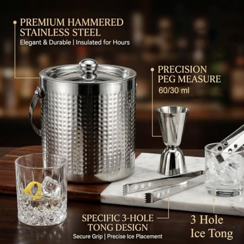 Image of FINALITY Stainless Steel Double Walled Insulated Ice Bucket (SILVER POLISH BIG RIBBED)