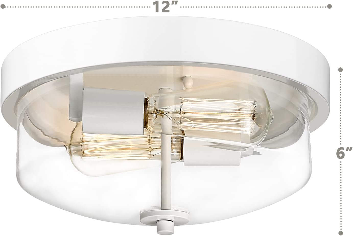 Emliviar Modern Ceiling Light 12 Inch - Flush Mount Light Fixture with Clear Glass for Bedroom Hallway, White Finish, TE217F WH