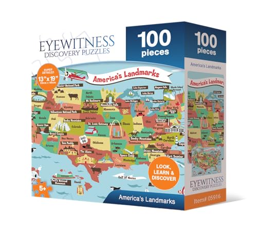 Eyewitness Discovery Puzzle American Landmarks, Rompecabezas de 100 piezas para niños, juguete educativo para niños y niñas de 5 años en adelante miniatura 2
