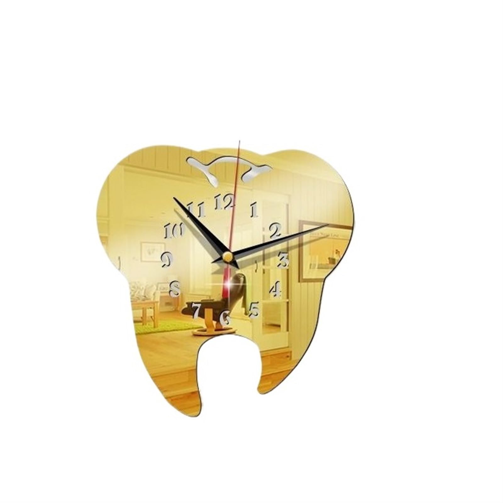 VFDVSWZSA Stylish wall clock, TV Backdrop Personality Modern Mirror Clock Wall Stickers Home Decor Hanging(Gold)
