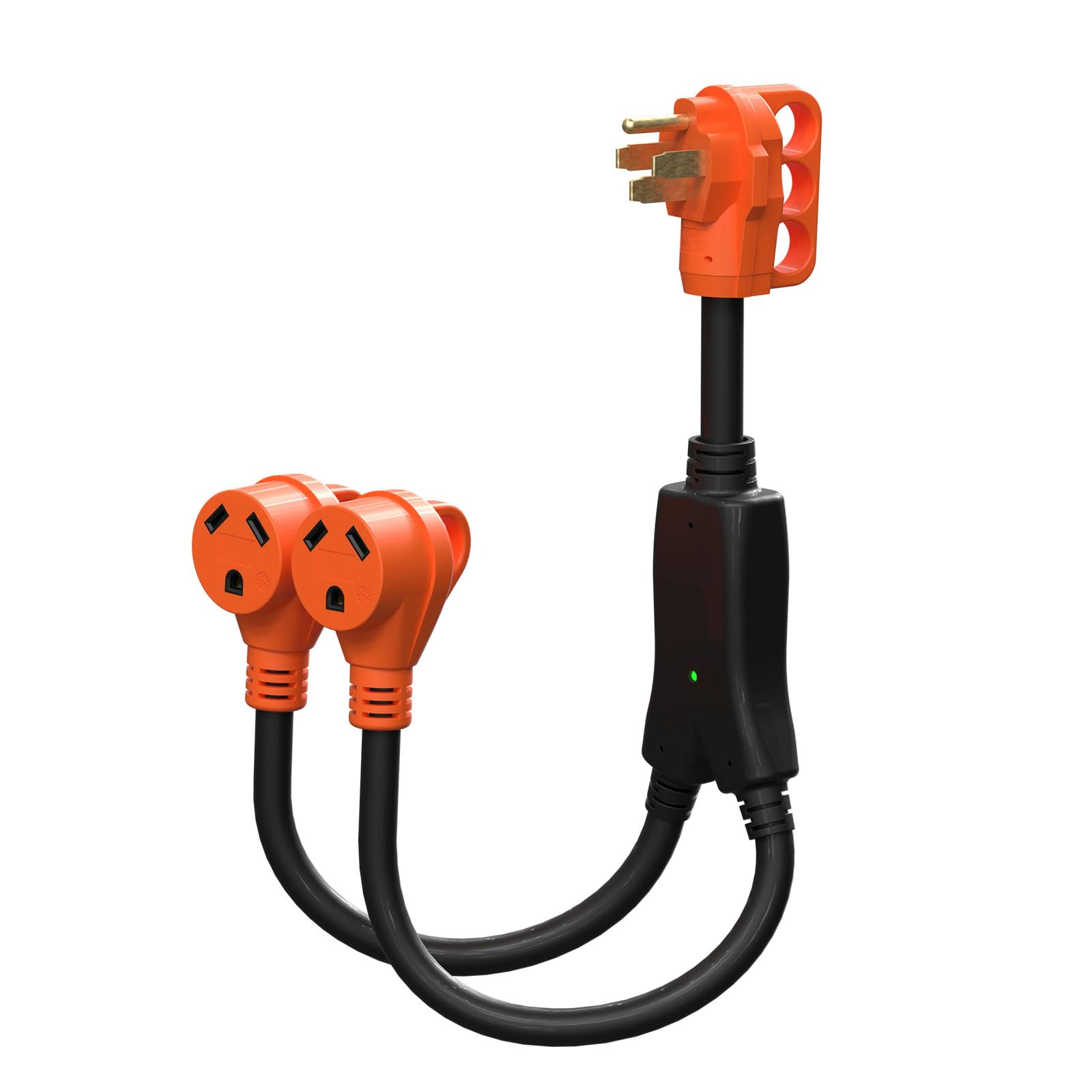 Ficstar RV Y Adapter Cord 50 Amp to Two 30 Amp RV Adapter, Y Splitter Adapter 14-50P Male Plug to Two TT-30R Female with Disconnect Handle