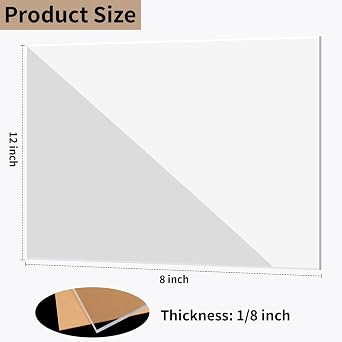 1/8 Thick 8 x 10 inch Clear Acrylic Sheets with 8 x 8 inch Blue Acrylic Sheets - 4 Pack