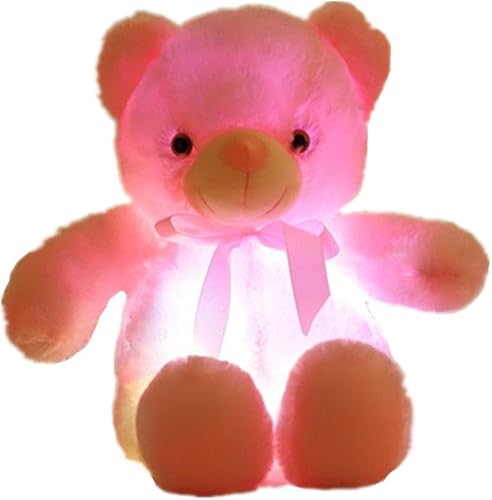 Miniatura 1 de elfishgo Oso de peluche inductivo con luz creativa LED, juguete de peluche colorido y brillante, 20 pulgadas (rosa)