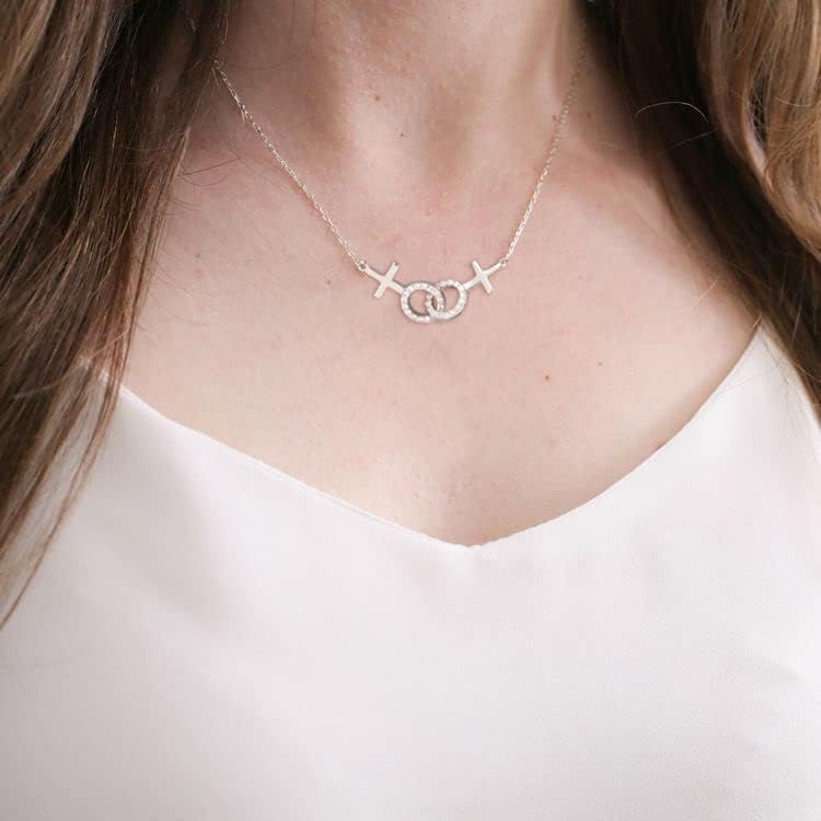 Lesbian Pride Gifts Lesbian Necklace LGBT Pride Necklace Gifts Rhinestone Silver Necklaces - Image 2