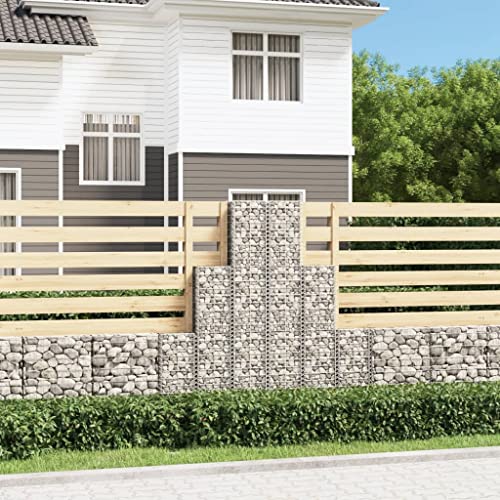 Gabion Set 6 Pieces, Galvanised Wire, 25 x 25 x 50/100/150 cm, Robust Stone Basket Set for Garden Landscape, Privacy Screen, Fence Construction, Durable, Weatherproof, Easy Assembly