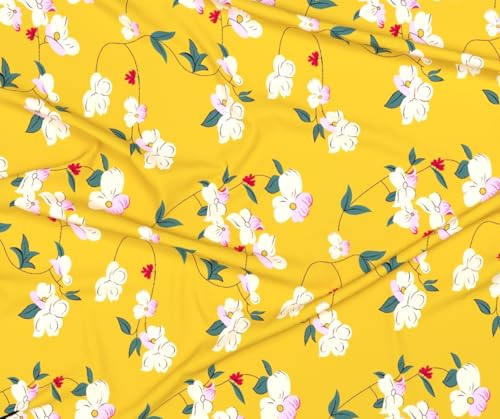 Image of VAS COLLECTIONS Premium 3D Printed 144 TC Microfiber Single Bedsheet with 1 Pillow Covers (220X152 cm) Yellow White & Green