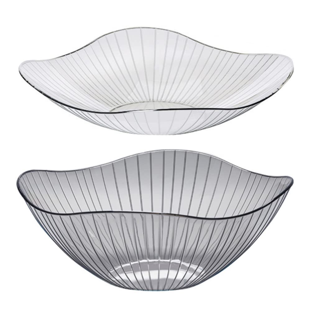 TOPBATHY 2pcs Fruit Basket Clear Snack Serving Plate Bread Nuts Storage Tray Cookies Containers Dish Desktop Candy Holder for Kitchen Restaurant