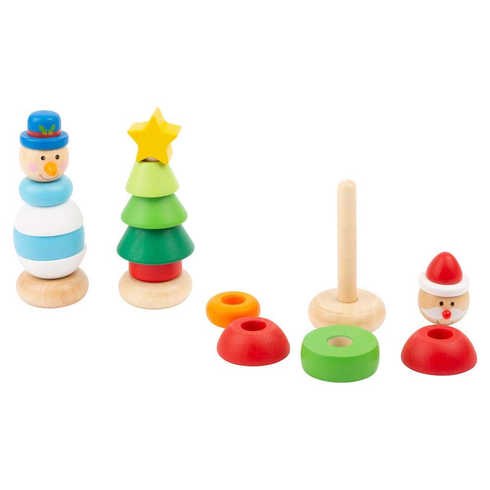 Small Foot 11466 Display Stapelfiguren Weihnachten aus Holz, Set mit 9 Figuren, Höhe jeweils 12,5cm